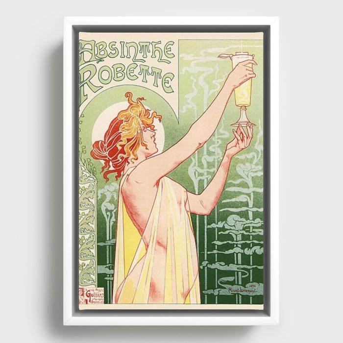 Absinthe Robette Vintage Advertising Woman Girl Framed Canvas