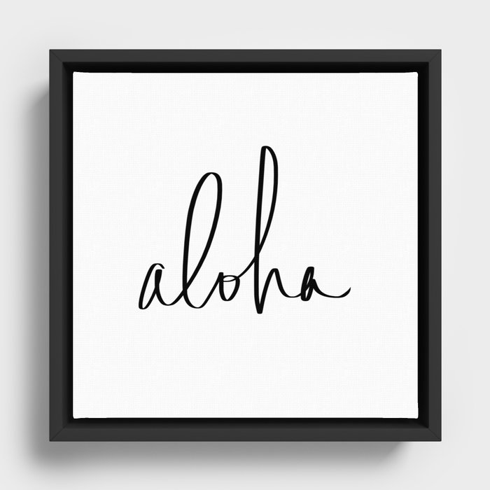 Aloha Hawaii Typography Framed Canvas