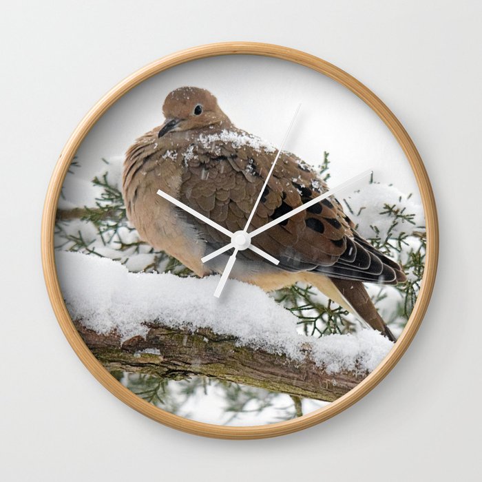 Christmas Snow Dove Wall Clock