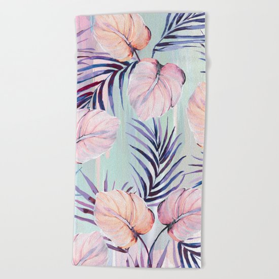 Pastel powder palms Beach Towel