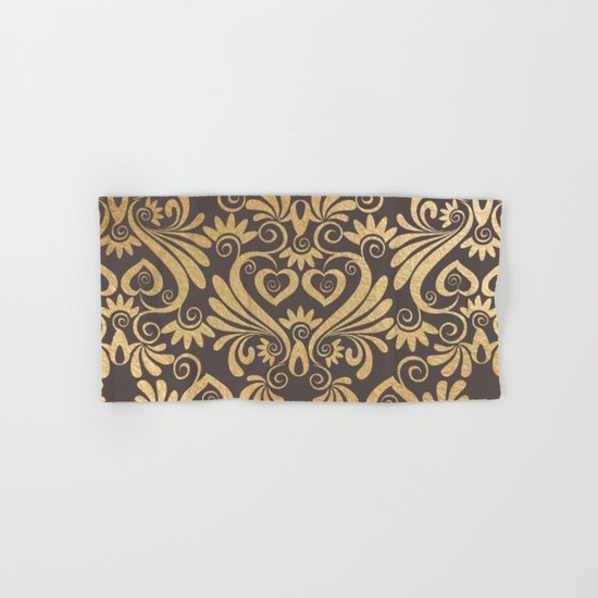 Gold swirls damask #5 Hand & Bath Towel