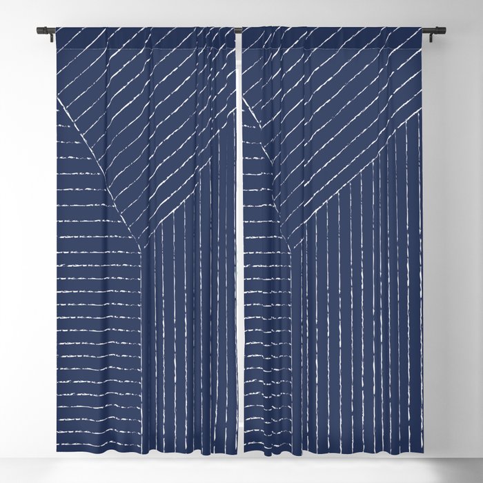 Lines (Navy) Blackout Curtain