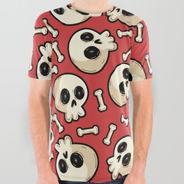 Skulls Retro Repeating Pattern  All Over Graphic Tee