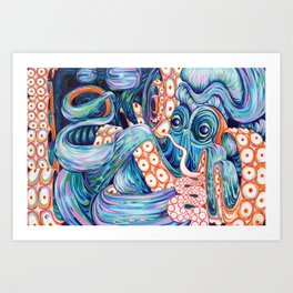 Vibrant Acrylic Octopus Painting - Live Fast, Die Young Art Print