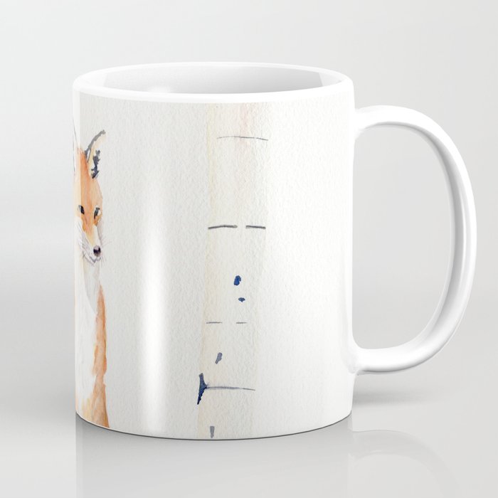 Fox and Birch Trees Coffee Mug