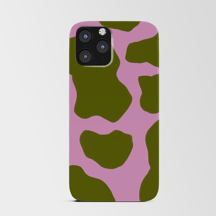 70s Cow Spots in Green on Pink iPhone Card Case