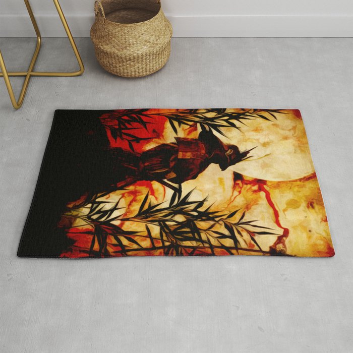 Samurai before battle Rug