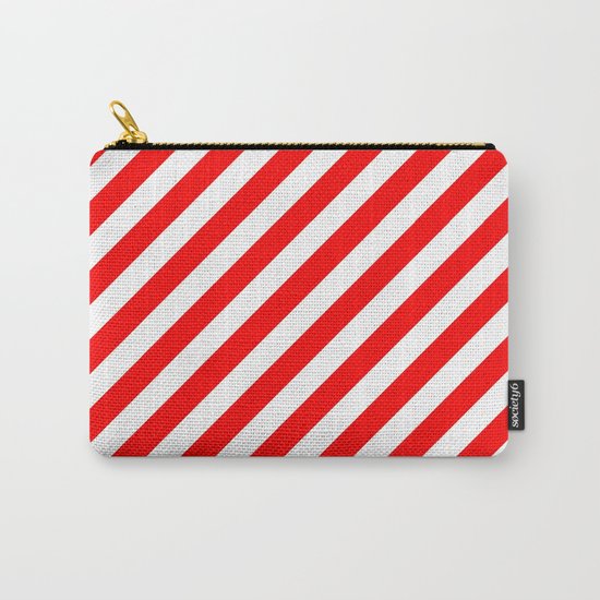 Diagonal Stripes (Red/White) Carry-All Pouch