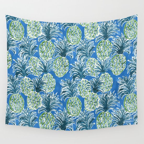 LAPIS PINEAPPLE O'CLOCK Tropical Print Wall Tapestry