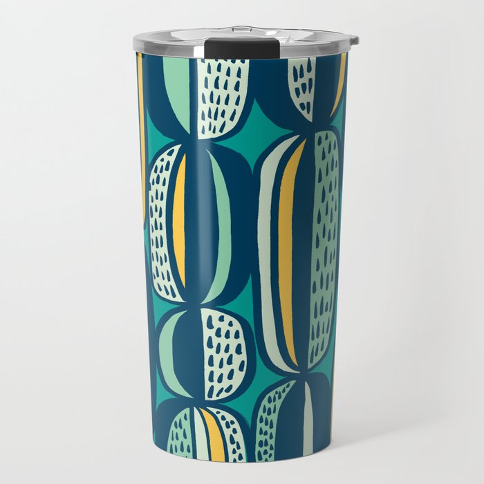 Blue Cactus Garden // mid century modern pattern Travel Mug