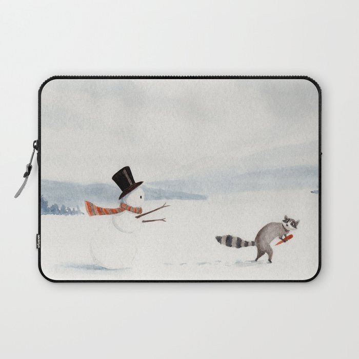 Snowman and Raccoon Laptop Sleeve