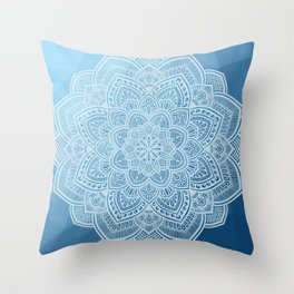 Blue Mandala Throw Pillow