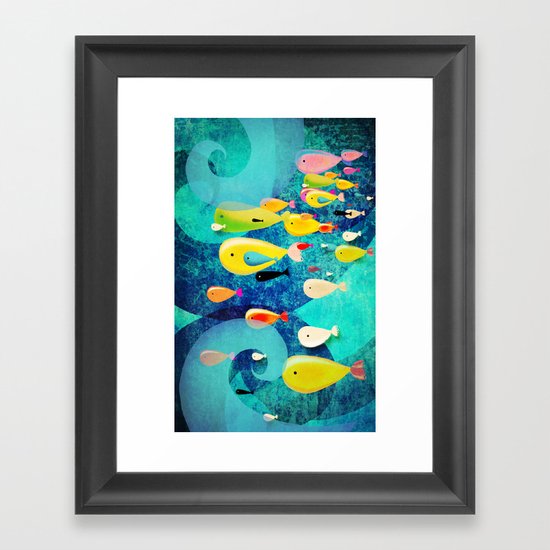 Underwater Swirls Surfing the waves Framed Art Print