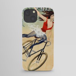 Poster vintage french bicycle girl iPhone Case