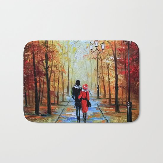 romantic autumn stroll Bath Mat