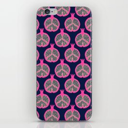 POMEGRANATES in PINK AND SAND ON DARK BLUE iPhone Skin