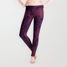 Abstract Flowers in Cherry Leggings