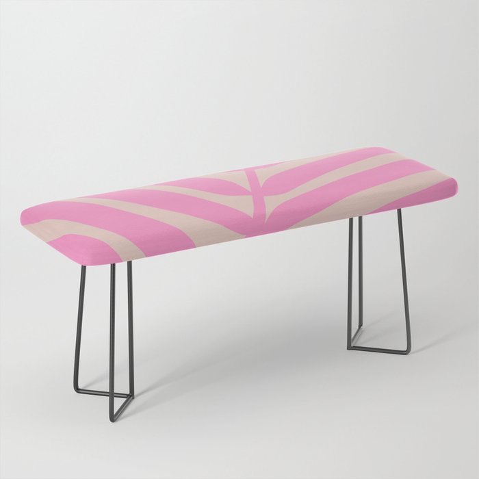 Peach And Pink Palm Leaf Bench