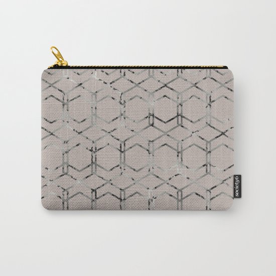 Silver Geometric Art Deco - Gatsby Taupe Carry-All Pouch