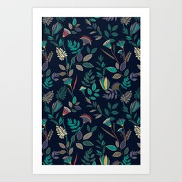 Colorful & Vivid Geometric Tropical Flowers Art Print