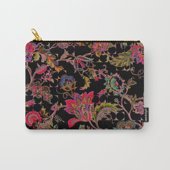 ancient floral on black background Carry-All Pouch