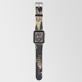 Watercolor painting of leaf and flowers, seamless pattern on dark background Apple Watch Band