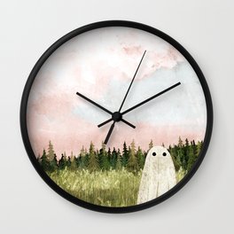 Cotton candy skies Wall Clock | Painting, Ghost, Forest, Haunt, Clouds, Meadow, Pine, Pink, Creepy, Cute 
