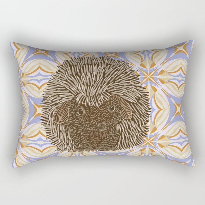 Cute hedgehog standing on a purple and orange pattern background - animal graphic design Rectangular Pillow