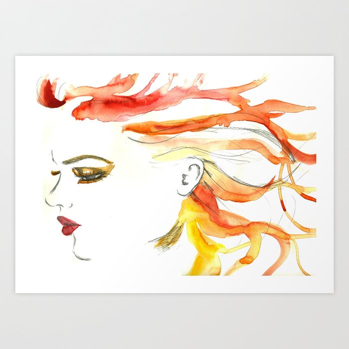 Fire Woman Art Print