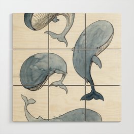 Dancing Whales Wood Wall Art