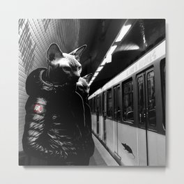 5:00 AM Cats Life Metal Print | Blackandwhite, Chiaroscuro, France, Surreal, Digital, Parisian, Subway, Mice, Collage, Paris 