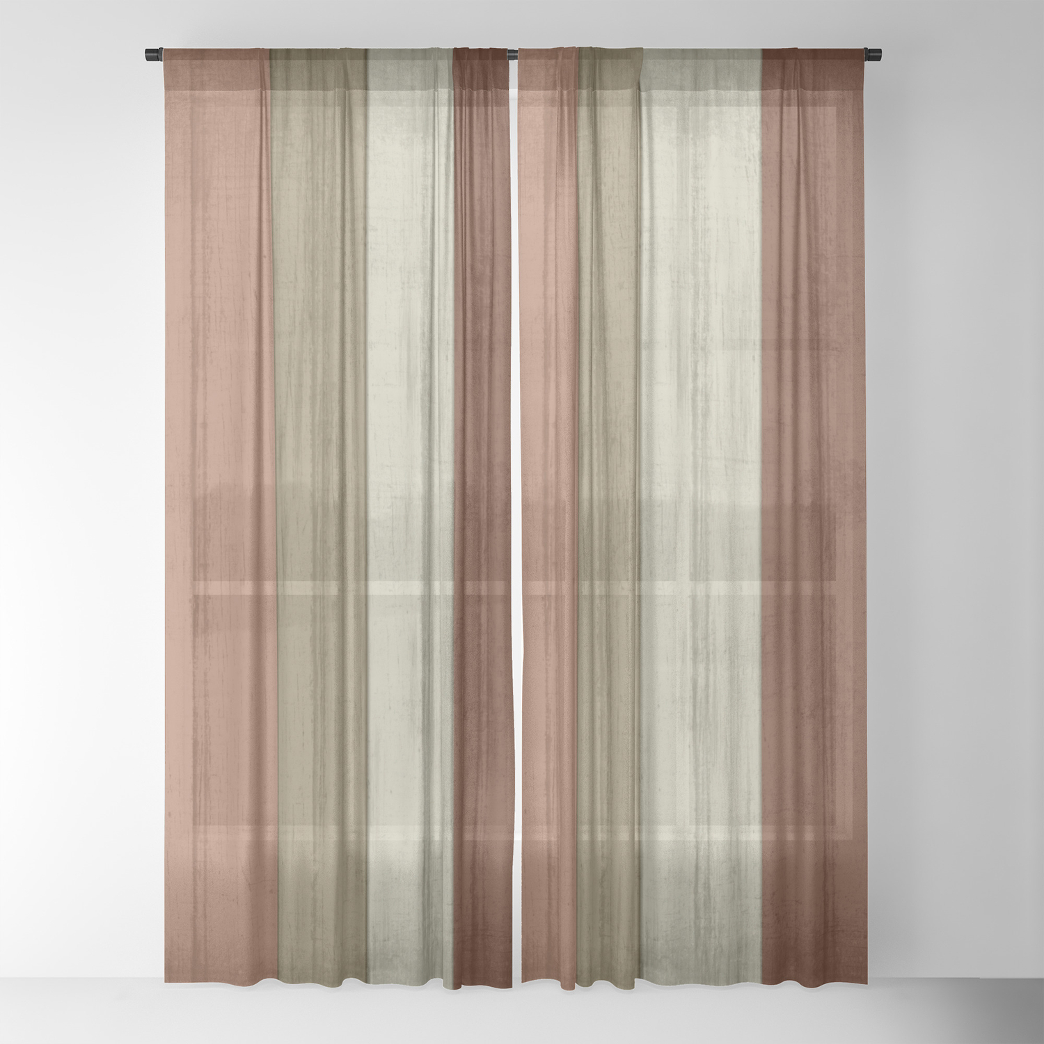 Earth Tone Stripe Wood Pattern Sheer Curtain By Donnasiegrist