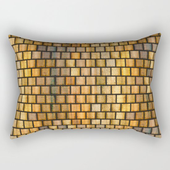 Wooden Distressed Block Tile Pattern Rectangular Pillow