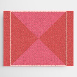 Aina - Red and Pink Geometric Triangle Shaped Square Art Pattern Jigsaw Puzzle