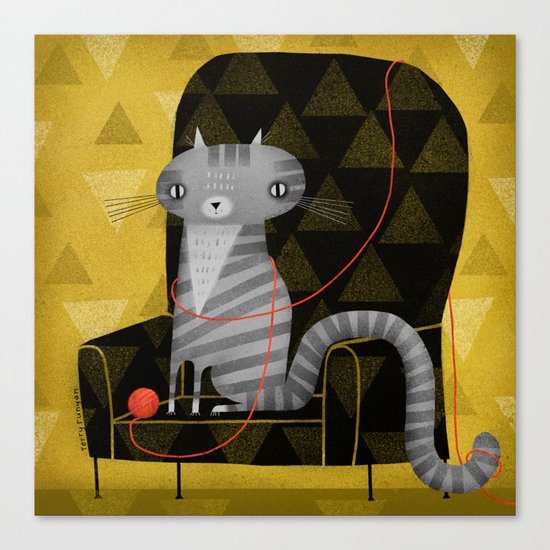 SEATED GRAY TABBY Canvas Print