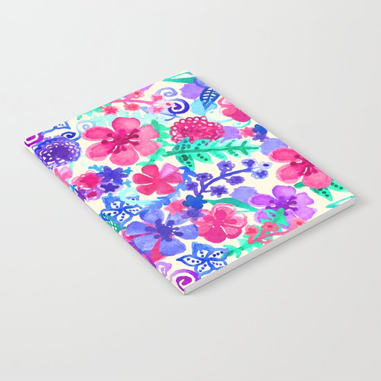 Fresh Watercolor Floral Pattern Notebook