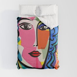 French Portrait Colorful Woman Fauvism by Emmanuel Signorino Duvet Cover