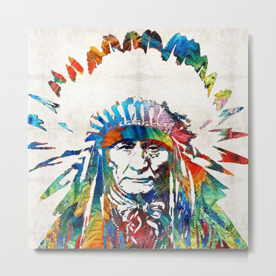 Native American Art - Chief - By Sharon Cummings Metal Print