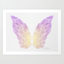 Angel Wings - Purple and Yellow Art Print