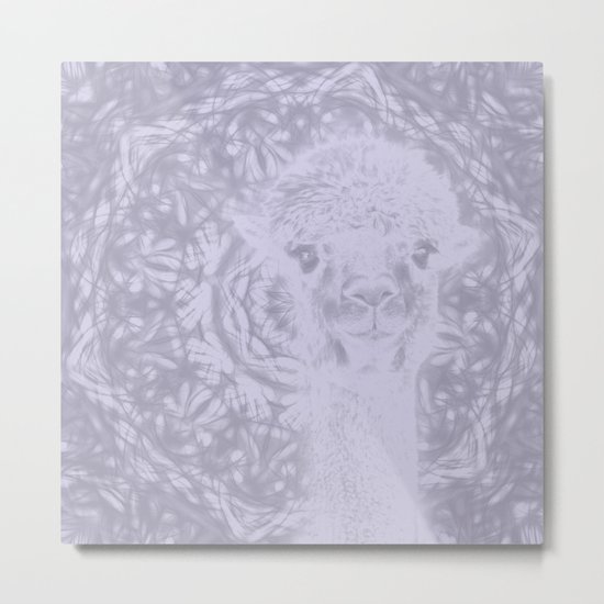 Ghostly alpaca and Lilac-gray mandala Metal Print
