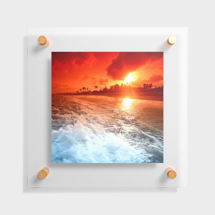 Ocean Waves Sunrise Floating Acrylic Print