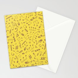 Gold Musical Notation Pattern on Sunshine Yellow Stationery Card