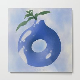 AQUARIUS illustration Metal Print | Floating, Glass, Vase, Pattern, Blue, Minimal, Graphicdesign, Abstract, Pottery, Zodiac 