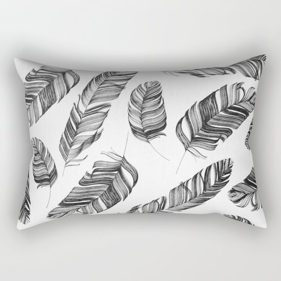 Black and white feathers Rectangular Pillow