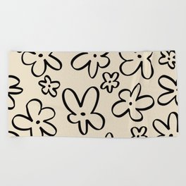 doodle flower Beach Towel