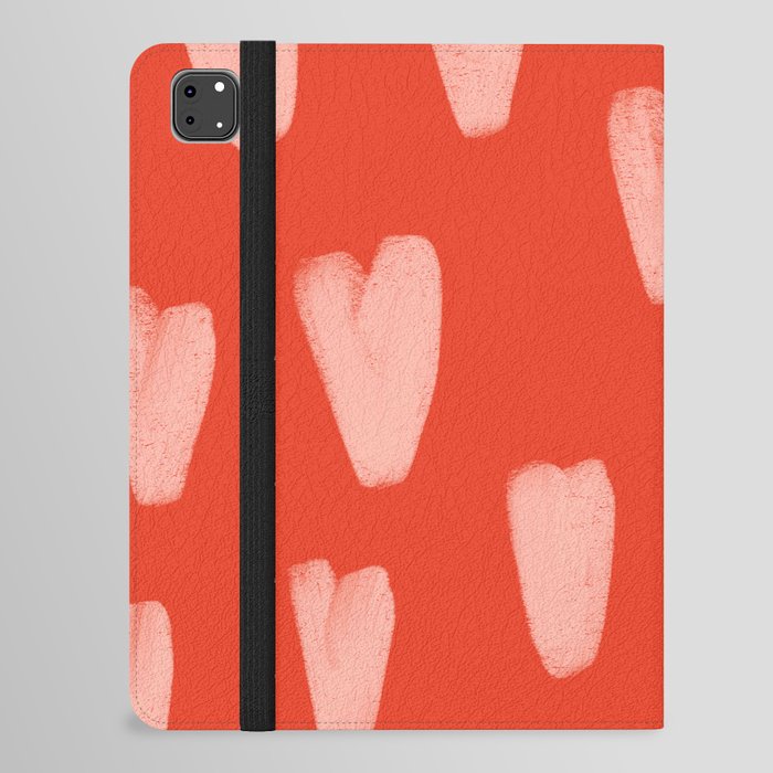 Bold Valentine Hearts - Pink + Red Hearts iPad Folio Case