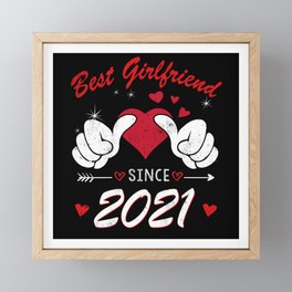 Best Girlfriend 2021 Hearts Day Valentines Day Framed Mini Art Print
