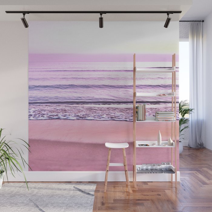 Rose pink sunset beach Wall mural by ARTbyJWP | society6.com
