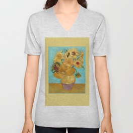 Vincent Van Gogh - Vase with Twelve Sunflowers V Neck T Shirt