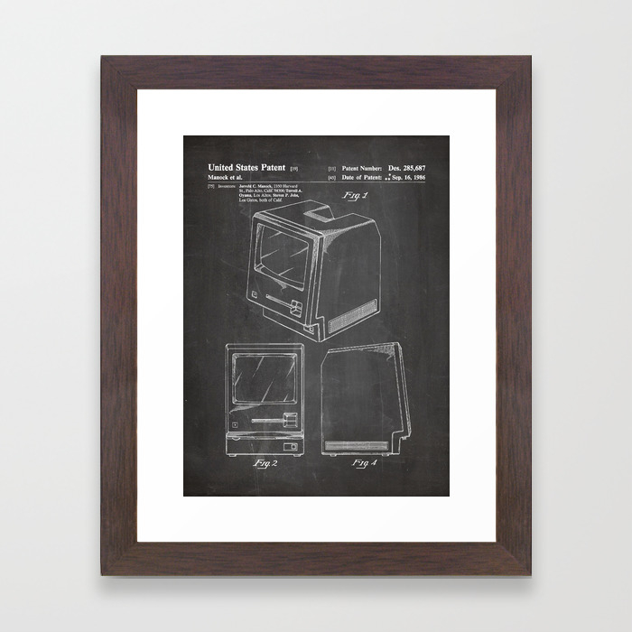 Apple Macintosh Patent Apple Art Black Chalkboard Framed Art Print By Patentpress Society6